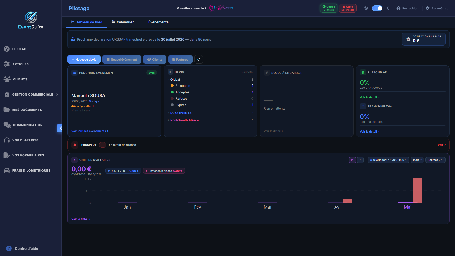 EventSuite — Tableau de bord et pilotage