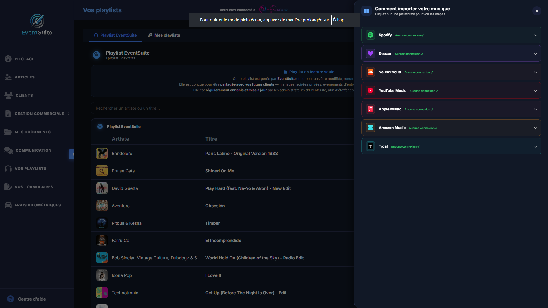 EventSuite — Gestion playlist DJ multi-plateformes